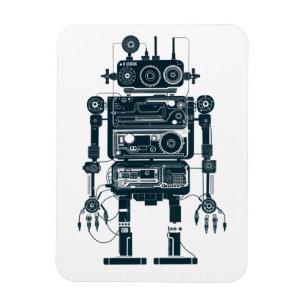 Robot Made of Retro Analogue Equipment Magnet
