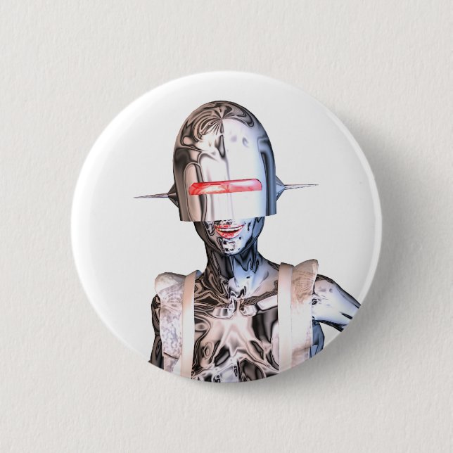 robot maid 6 cm round badge (Front)