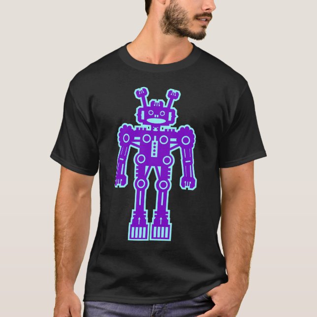 Robot Mk I - (Purple & Lt Blue) - Customised T-Shirt (Front)