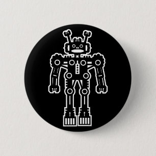 Robot Mk I (White Outline) 6 Cm Round Badge