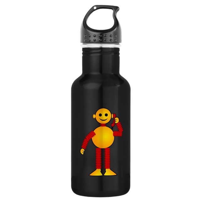 Robot on the phone cartoon 532 ml water bottle (Front)