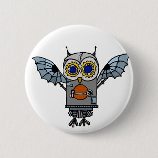 Robot Owl 6 Cm Round Badge
