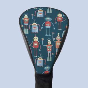 Robot Pattern Retro Golf Head Cover