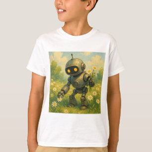 Robot Picking Flowers T-Shirt