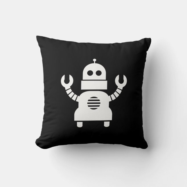 Robot Pictogram Throw Pillow (Front)