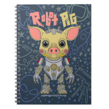 Robot Pig Spiral Photo Notebook