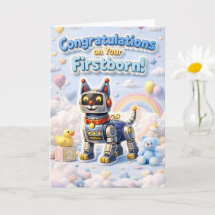 Robot puppy, congratulations on your firstborn new card