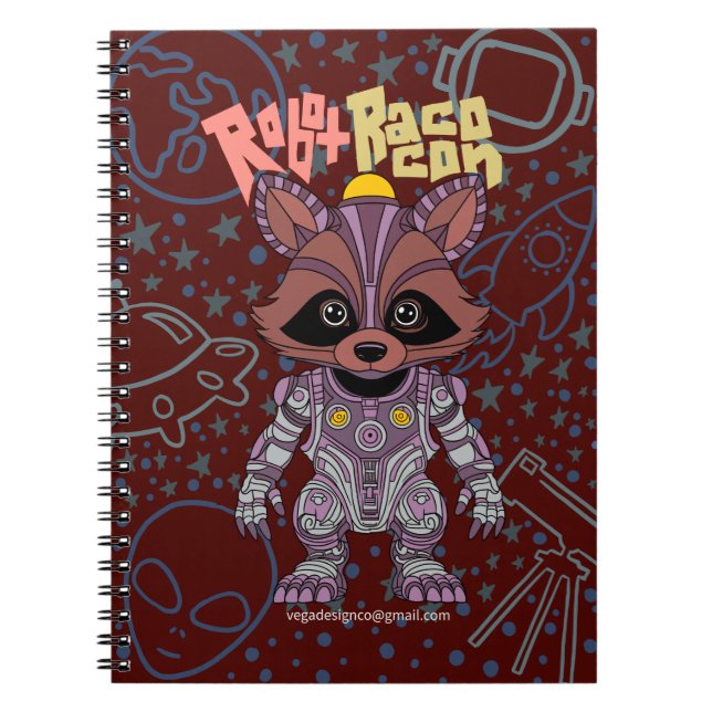 Robot Racoon Spiral Notebook (Front)