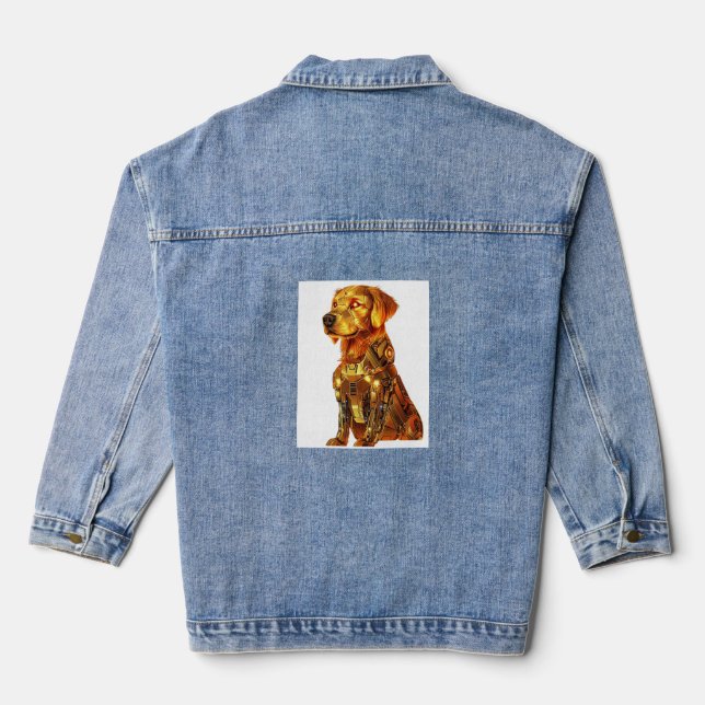 Robot Retriever – Futuristic Mecha Dog Denim Jacket (Back)