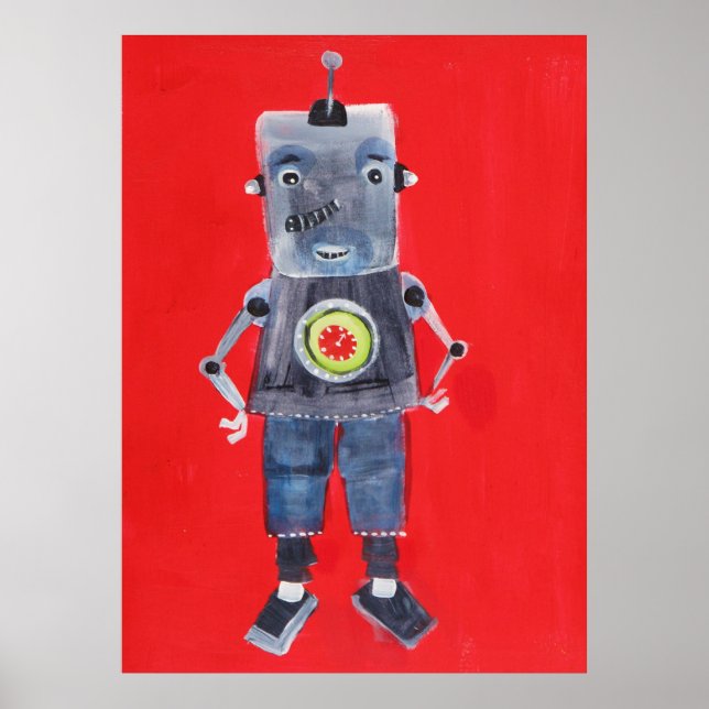 Robot Retro Vintage pop art Poster (Front)