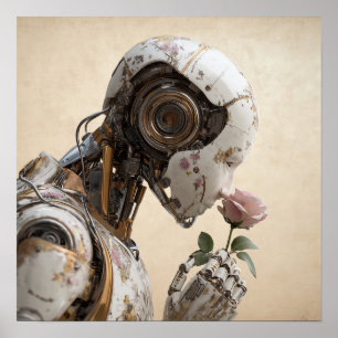 Robot & Rose Solarpunk Poster