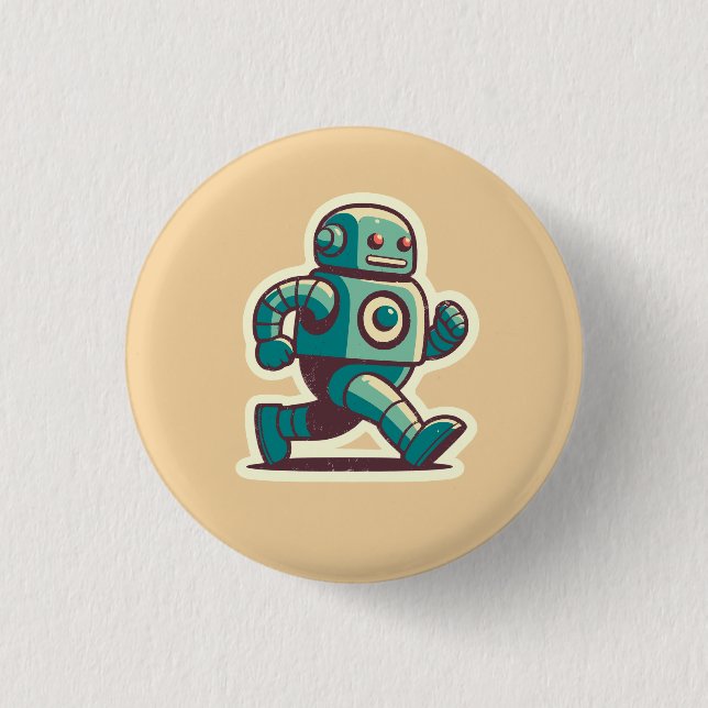 Robot Runner 3 Cm Round Badge (Front)