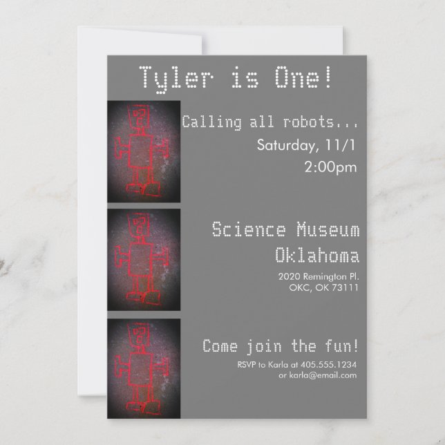 Robot Science Party Invitation (Front)