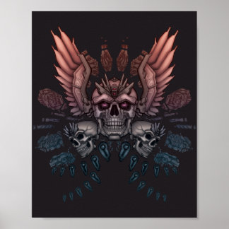 Robot Skull + Wings Poster