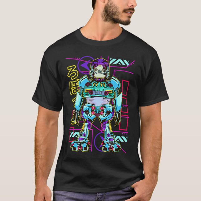 Robot Sloth Sci Fi Robotics Vaporwave Retro Pastel T-Shirt (Front)