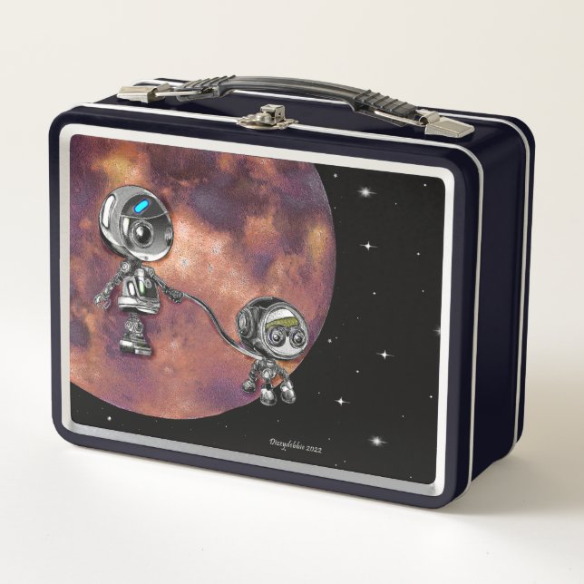 Robot Space Walk Metal Lunch Box (Front)