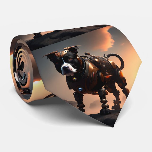 Robot Staffordshire Bull Terrier, Neck Tie (Rolled)