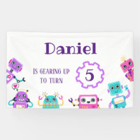 Robot theme birthday party backdrop