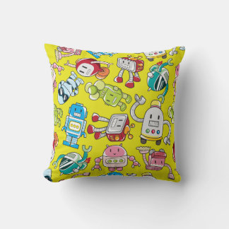 Robot Theme: Colourful Seamless Pattern. Cushion