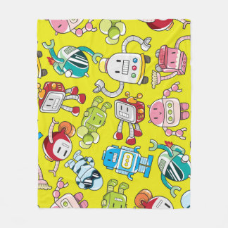 Robot Theme: Colourful Seamless Pattern. Fleece Blanket