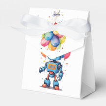 robot theme with balloons watercolor