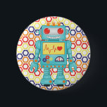 Robot Themed Party 6 Cm Round Badge<br><div class="desc">Robot Party Button - Get recharged and ready to party with our friendly cheeky robot. You'll go nuts and bolts for this ultra cool robot party button. He's ready to obey your commands to party down with funky bright colourful gears in shades of red, yellow, violet and orange. Don't forget...</div>
