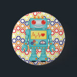 Robot Themed Party 6 Cm Round Badge<br><div class="desc">Robot Party Button - Get recharged and ready to party with our friendly cheeky robot. You'll go nuts and bolts for this ultra cool robot party button. He's ready to obey your commands to party down with funky bright colourful gears in shades of red, yellow, violet and orange. Don't forget...</div>
