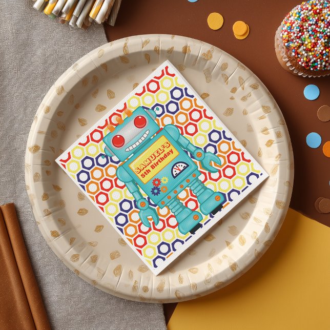 Robot Themed Party Napkin (You'll go nuts and bolts for this ultra cool robot party napkin )