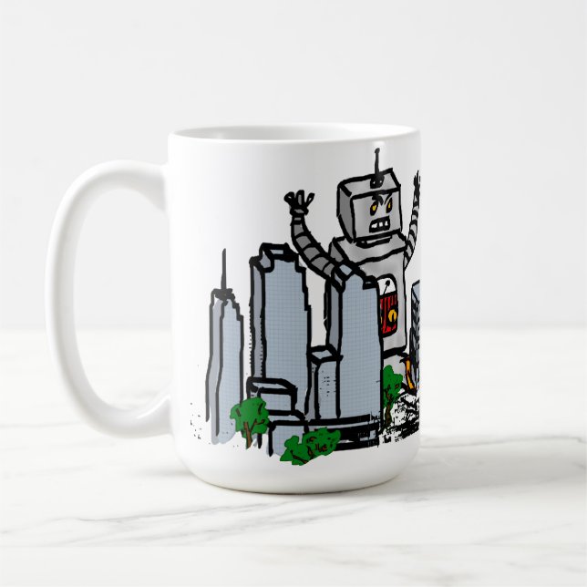 Robot vs City Coffee Mug (Left)