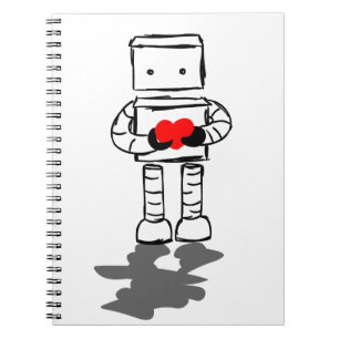 Robot with Heart Spiral Notebook