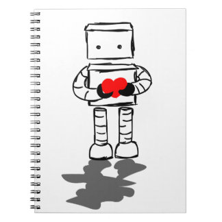 Robot with Heart Spiral Notebook
