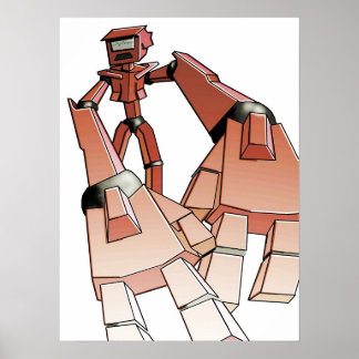 Robot with outsrteched hands poster