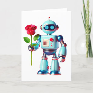Robot with Rose Holiday Card