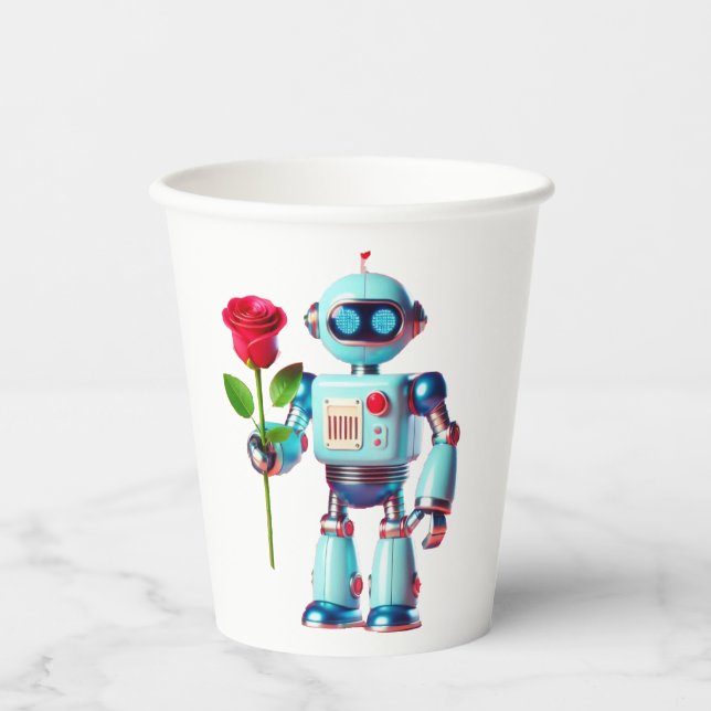 Robot with Rose Paper Cups (Front)