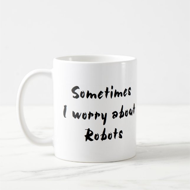 robot worry about coffee mug (Left)