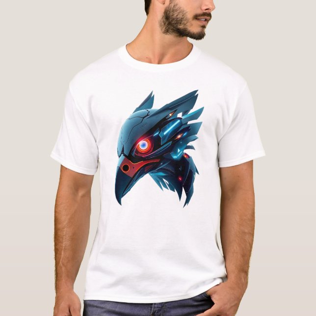 Robotic Falcon Face Art T-Shirt (Front)