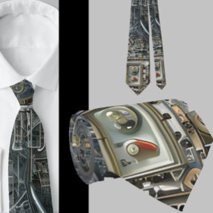 Robotic Geek Nerdy Technology Machine Tie