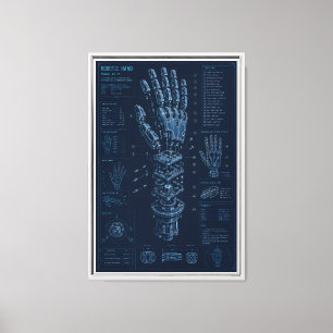 Robotic Hand Technical Blueprint Canvas Print