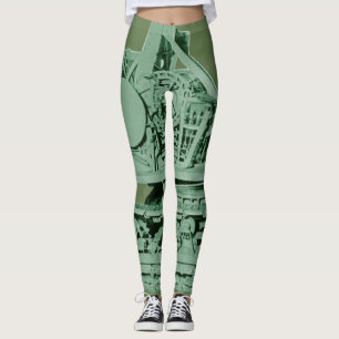 Robotic Metal Machinery Industrial Green Leggings