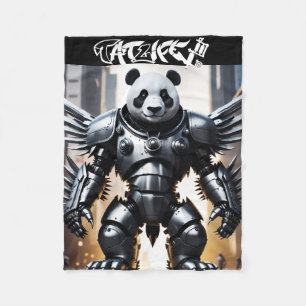 Robotic-Panda With Wings Fleece Blanket