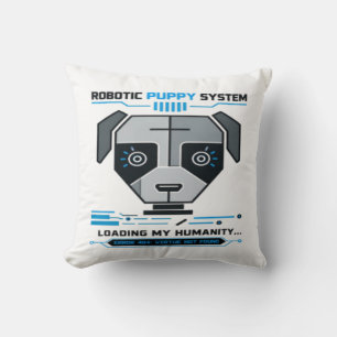 Robotic Puppy System Error 404 Cute Cybernetic Dog Cushion