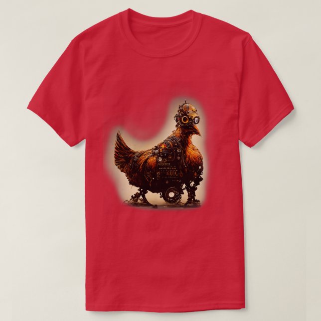 Robotic Steampunk Chicken T-Shirt (Design Front)