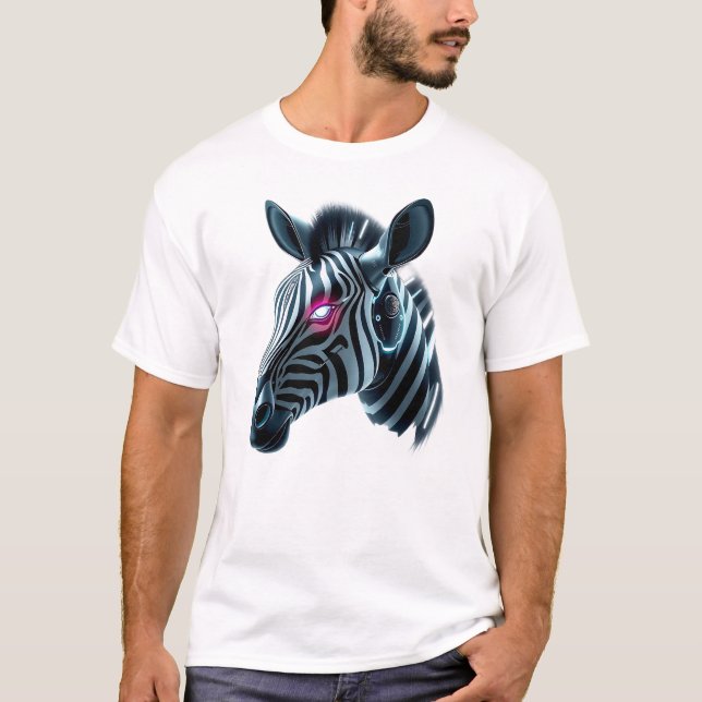 Robotic Zebra Face Art T-Shirt (Front)