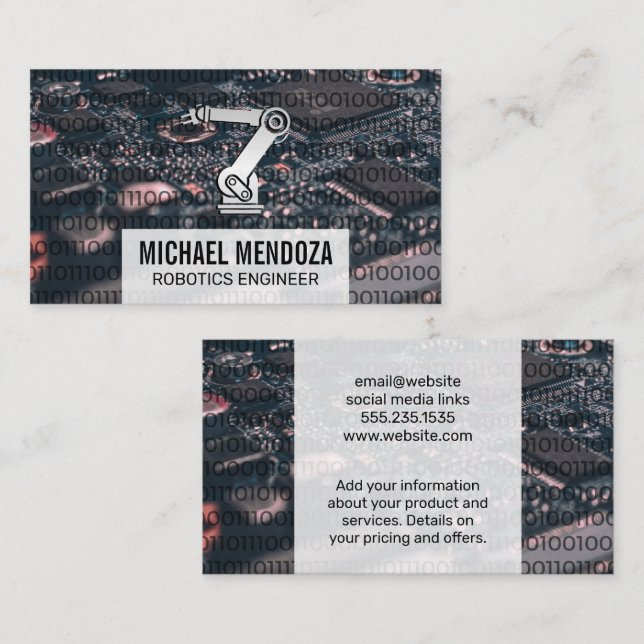 Robotics Arm | Binary Code | CPU Circuit Board Business Card (Front/Back)