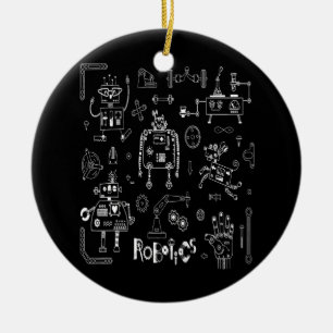 Robotics Engineer Technician Funny Vintage Robot Ceramic Tree Decoration