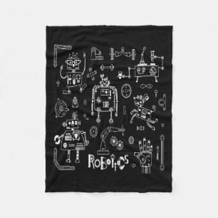 Robotics Engineer Technician Funny Vintage Robot Fleece Blanket