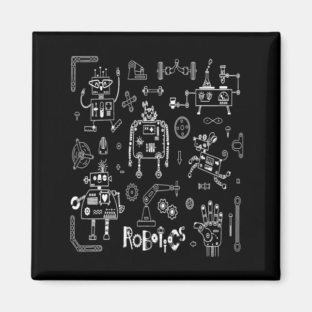 Robotics Engineer Technician Funny Vintage Robot  Magnet (Front)