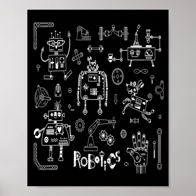 Robotics Engineer Technician Funny Vintage Robot  Poster (Front)