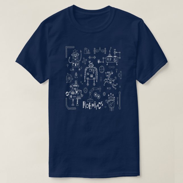 Robotics Engineer Technician Funny Vintage Robot T-Shirt (Design Front)