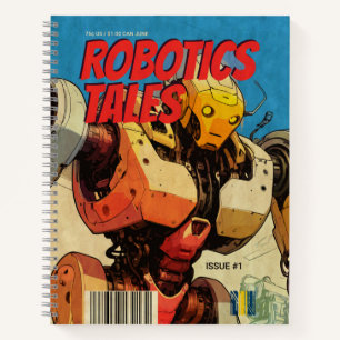 Robotics Tales Vintage Sci-Fi Comic Art Notebook